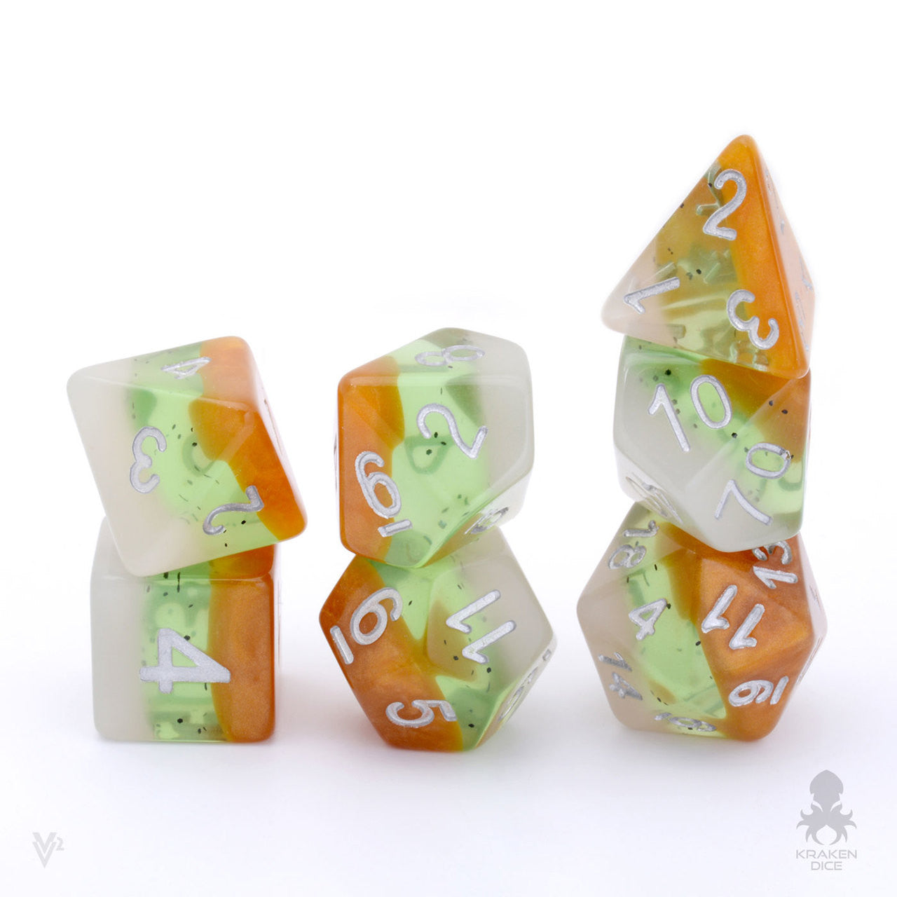 Kiwi Fruit RPG Polyhedral Dice Set for RPGS For DnD